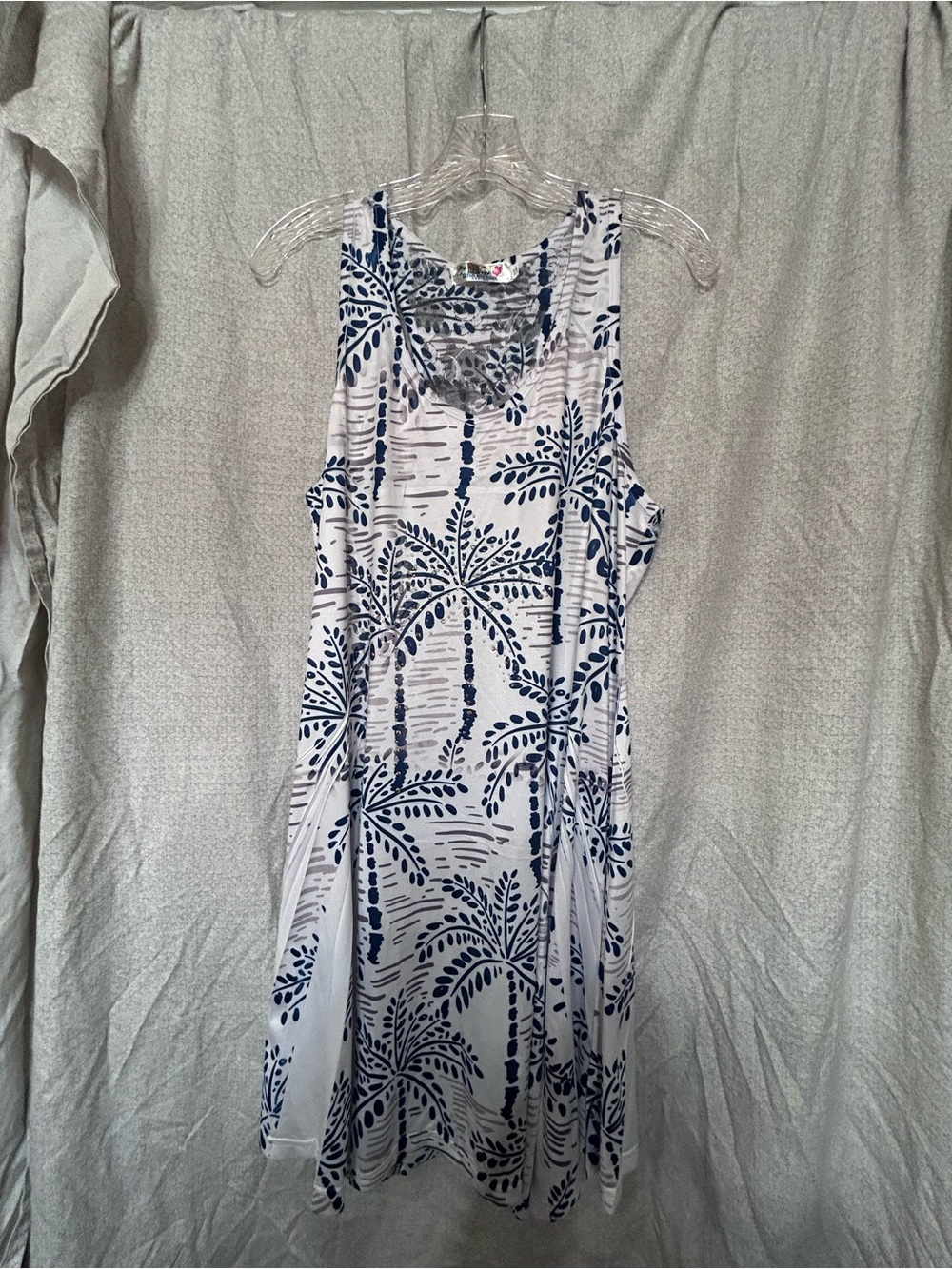 India Boutique White & Navy Palm Print Maxi Dress
